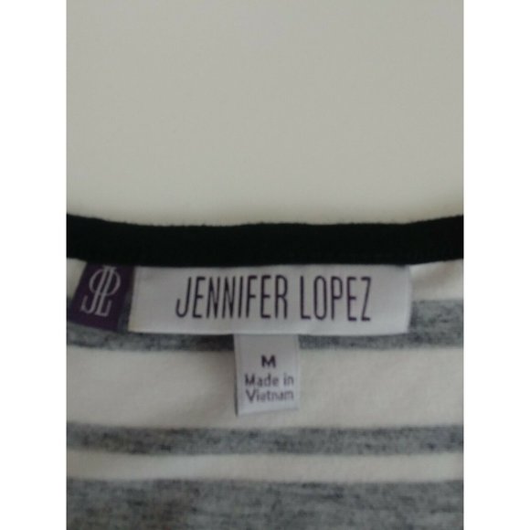 Jennifer Lopez Black And White Striped Shirt Size M - Picture 5 of 5
